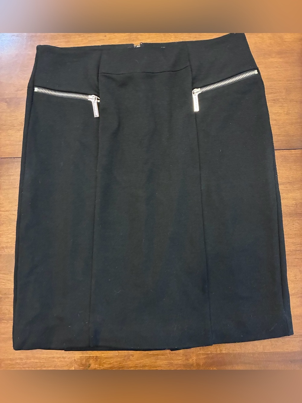 Michael Kors Black Pencil Skirt with Silver Zip Accents